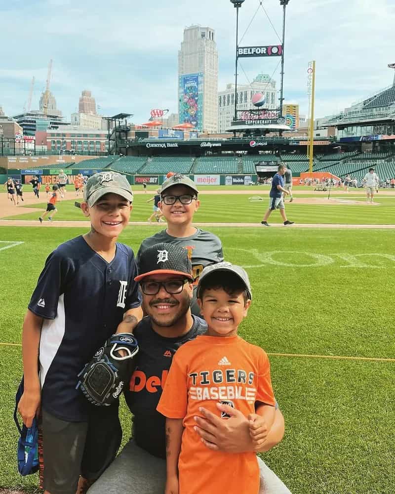 Tomás at a Detroit Tigers game at Comerica Park